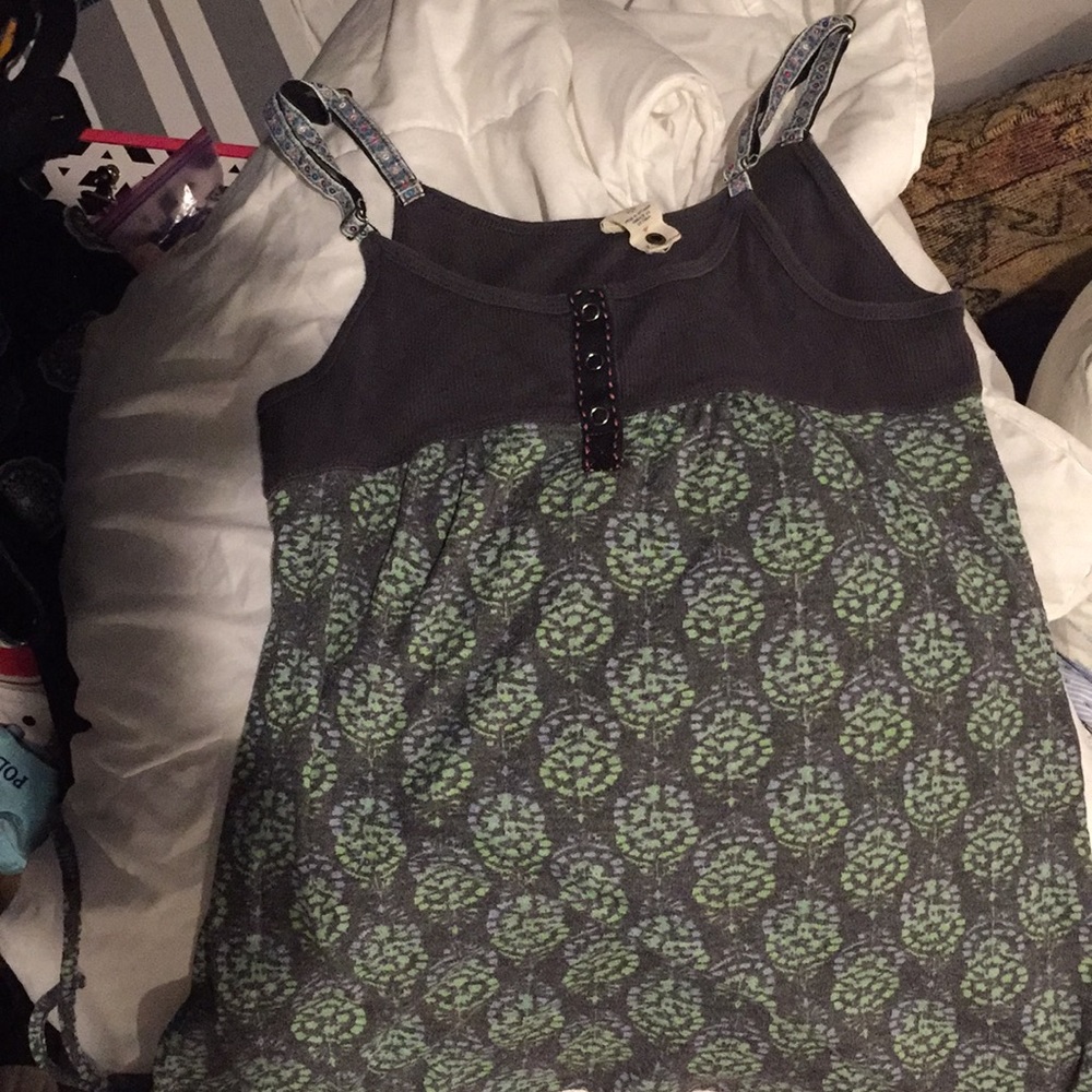 Free people L/G drawstring tank with boho straps